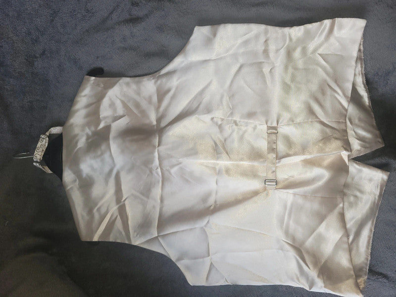 White & Gold Waistcoat with Tie Set