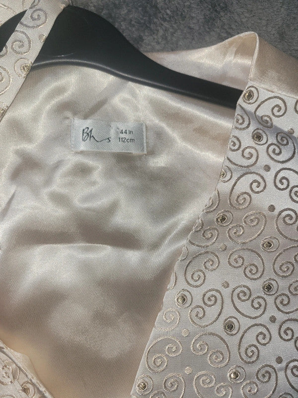 White & Gold Waistcoat with Tie Set