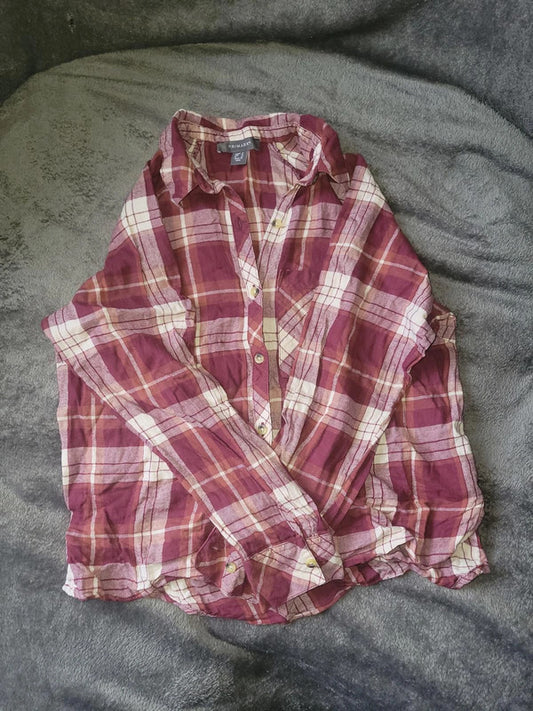 Primark Burgundy and White Flannel Shirt
