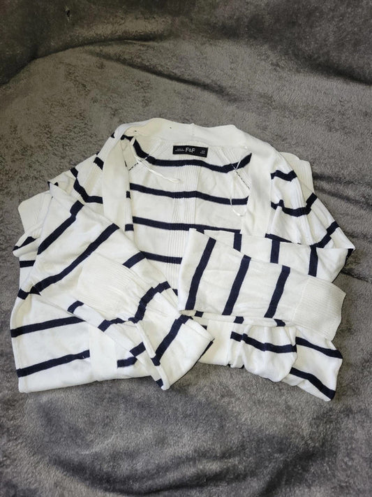 F&F Navy and White Striped Cardigan - Size S