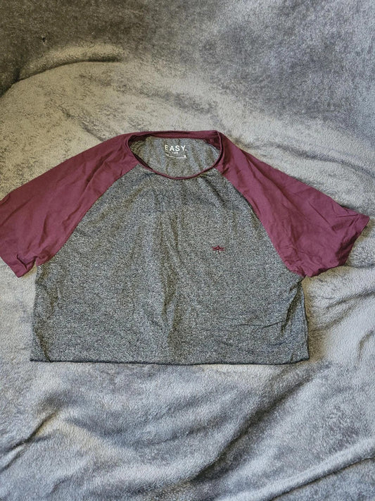Easy Burgundy and Grey Sports Top - Size S
