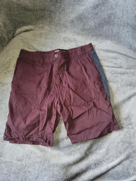George Men's Burgundy Shorts with Navy Side Stripe - 36W