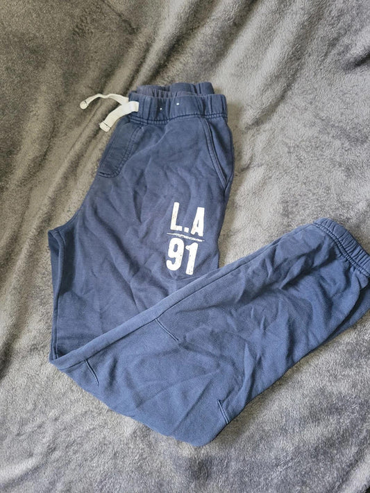 Navy Blue 'L.A. 91' Elastic Waist Joggers with Drawstring
