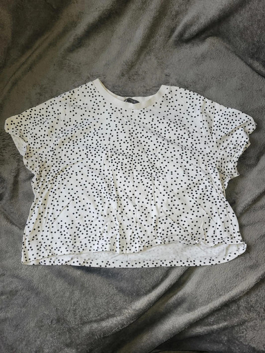 Primark White & Black Polka Dot T-Shirt - Size Large (L)