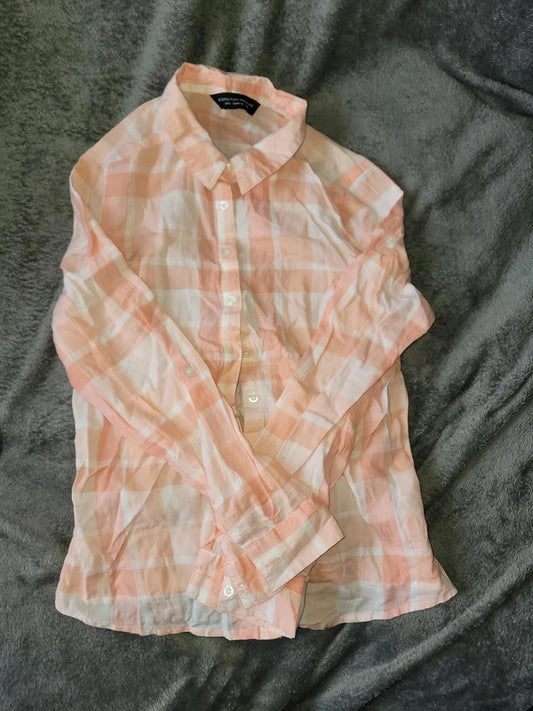 Dorothy Perkins Coral Checkered Long Sleeve Shirt UK 12
