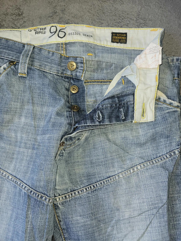 G-Star Raw GS3301 96 Denim Jeans W32 L30 Light Wash Y2K