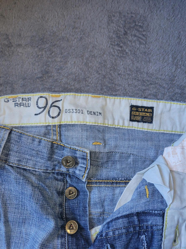 G-Star Raw GS3301 96 Denim Jeans W32 L30 Light Wash Y2K