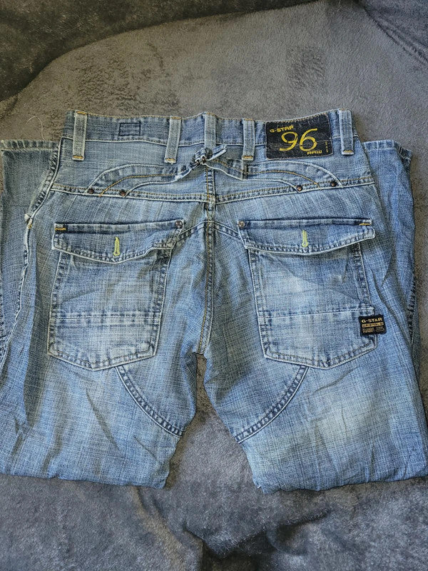 G-Star Raw GS3301 96 Denim Jeans W32 L30 Light Wash Y2K