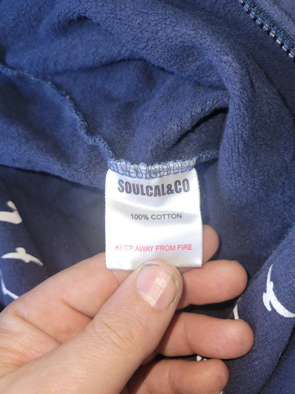 SoulCal&Co Navy Blue & White Bird Print Fleece Jumpsuit
