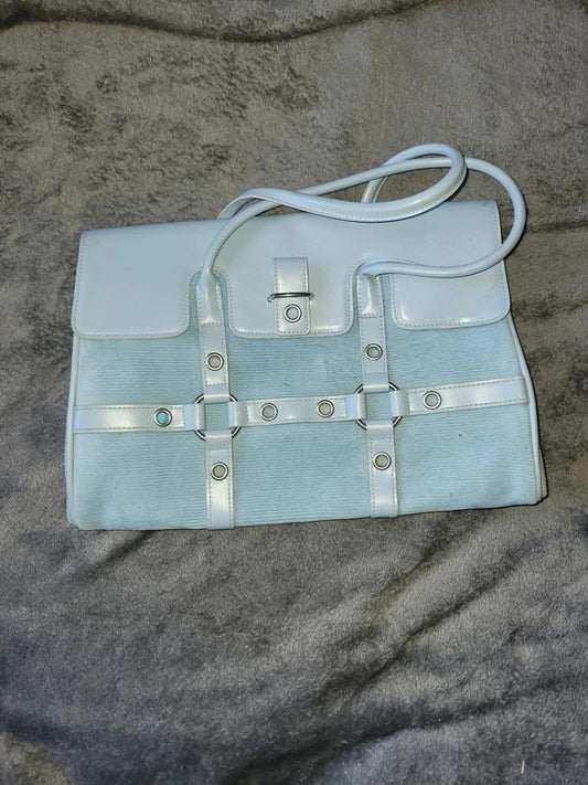 Retro Y2K Light Blue & White Handbag