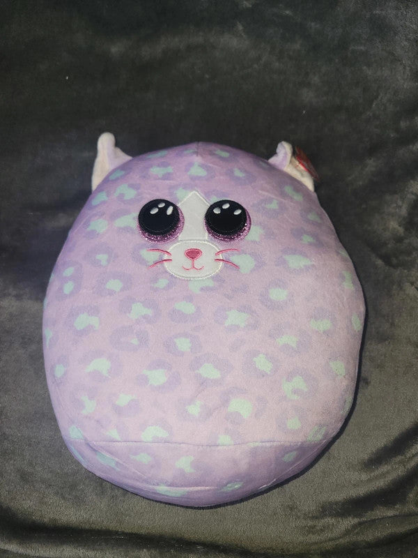 Purple Leopard Squishy Beanies Plushie with Sparkly Eyes