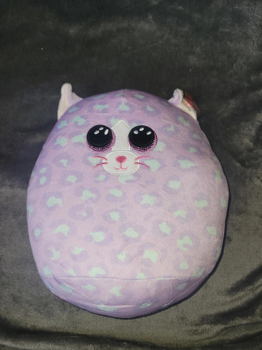 Purple Leopard Squishy Beanies Plushie with Sparkly Eyes