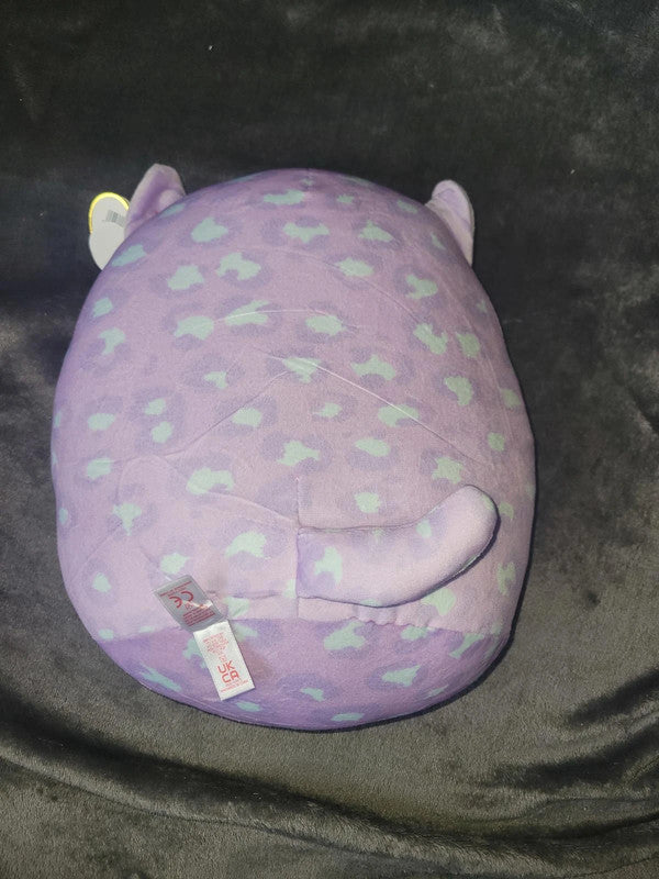 Purple Leopard Squishy Beanies Plushie with Sparkly Eyes