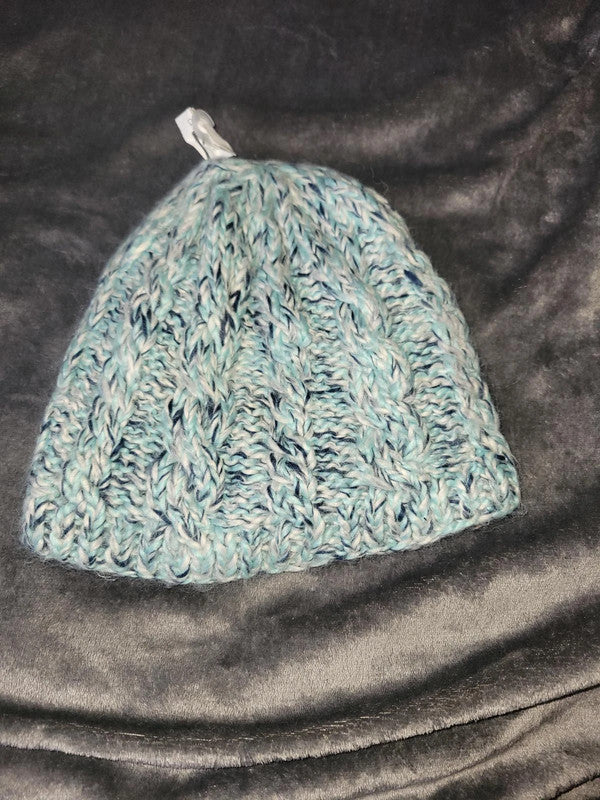 The North Face Chunky Knit Beanie Hat One Size Teal White Blue Unisex