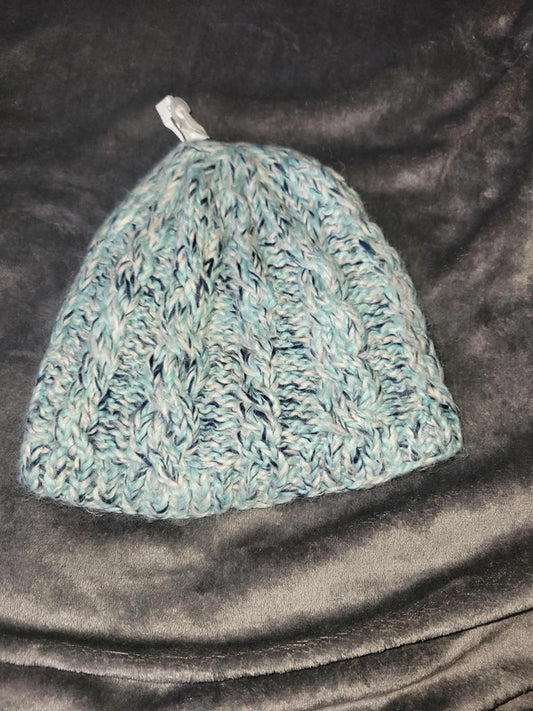 The North Face Chunky Knit Beanie Hat One Size Teal White Blue Unisex
