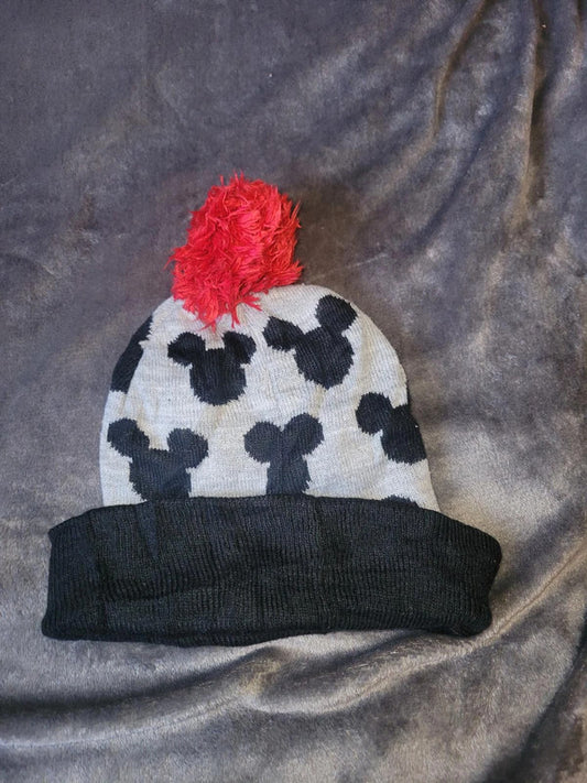 Mickey Mouse Bobble Hat, Disney Pom Pom Beanie, Grey & Black