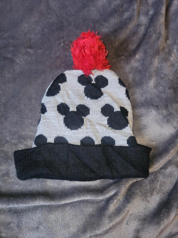 Mickey Mouse Bobble Hat, Disney Pom Pom Beanie, Grey & Black