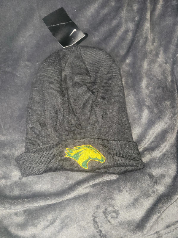 Nike Beanie Black One Size with Yellow and Green Horse Logo