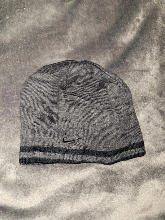 Nike Beanie Hat - Youth Size - Gray with Black Stripes