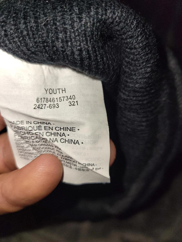 Nike Beanie Hat - Youth Size - Gray with Black Stripes