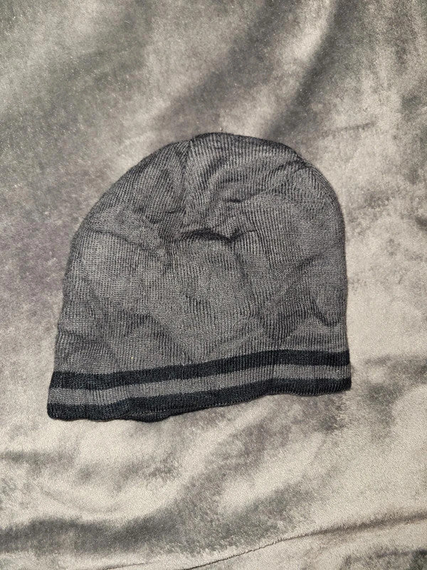 Nike Beanie Hat - Youth Size - Gray with Black Stripes