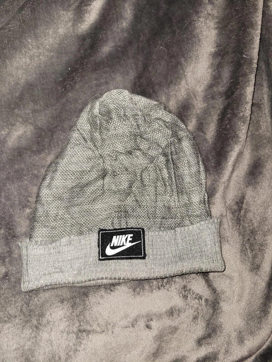 Nike Grey Beanie Hat - Ribbed Cuff Design