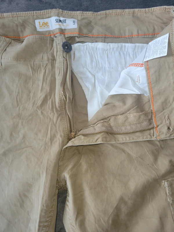 Vintage Lee Slim Fit Tapered Leg Khaki Cargo Trousers