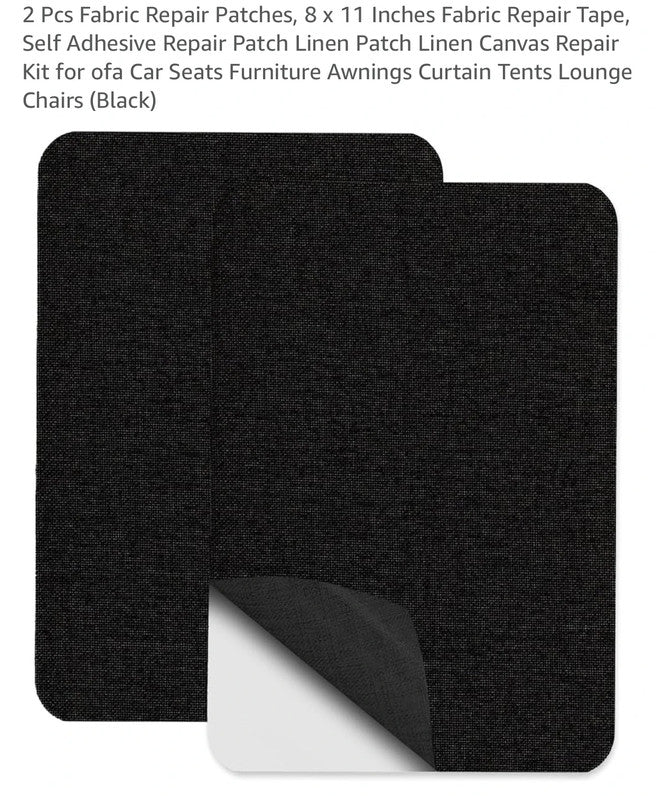 2 pcs fabric repair patches (8 x 11 inches, black, self-adhesive)