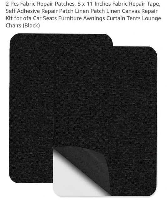 2 pcs fabric repair patches (8 x 11 inches, black, self-adhesive)