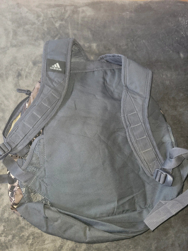Adidas Backpack – Brown/Black Patterned Rucksack with Neon Logo