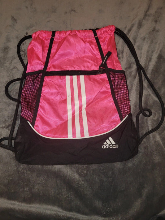 Adidas Pink & Black Drawstring Gym Sack – 3-Stripes Logo