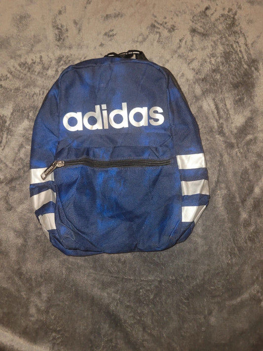 Adidas Small Blue Backpack – Reflective 3-Stripes – Kids / Mini Bag