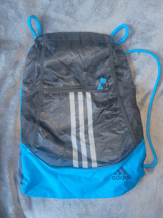 Adidas Blue & Black Drawstring Gym Sack – 3-Stripes Logo