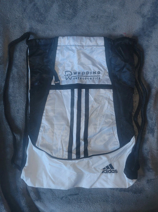 Adidas White & Black Drawstring Gym Sack – Custom Printed Logo