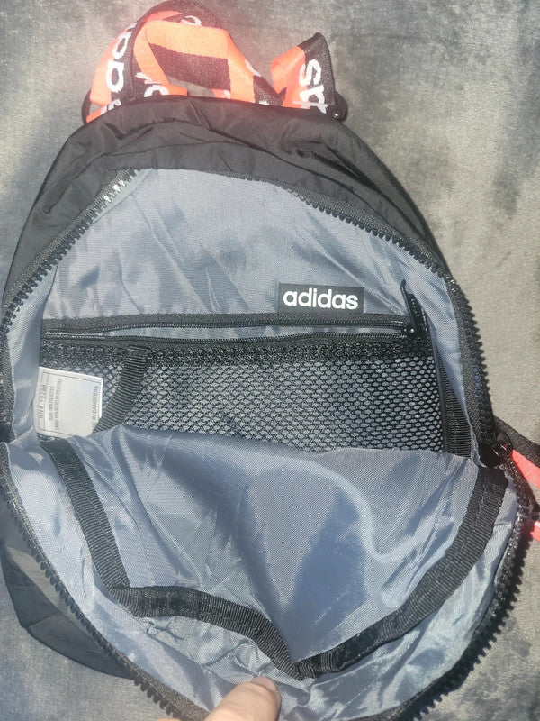 Adidas Black Mini Backpack – Logo Straps & Front Zip Pocket