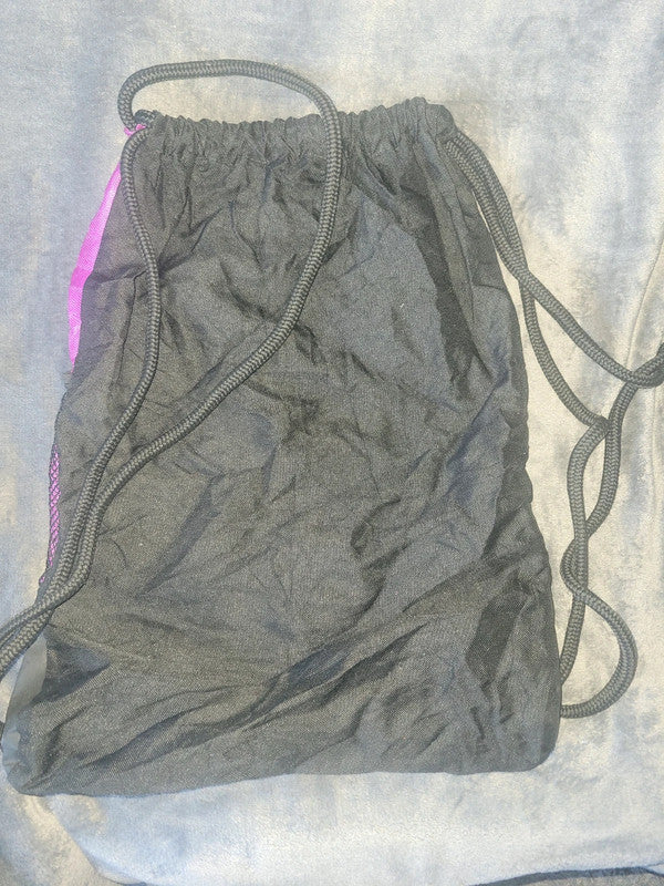Adidas Drawstring Gym Sack – Purple, Pink & Black with Aqua 3-Stripes