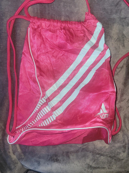 Adidas Drawstring Gym Sack – Bright Pink with White 3-Stripes