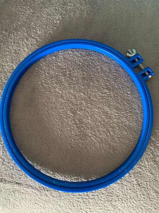plastic embroidery hoop (sometimes also called a cross-stitch or needlework hoop)