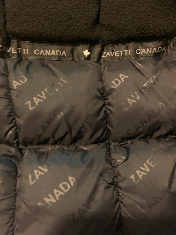 Zavetti Canada Black Bubble Jacket with Fur Hood