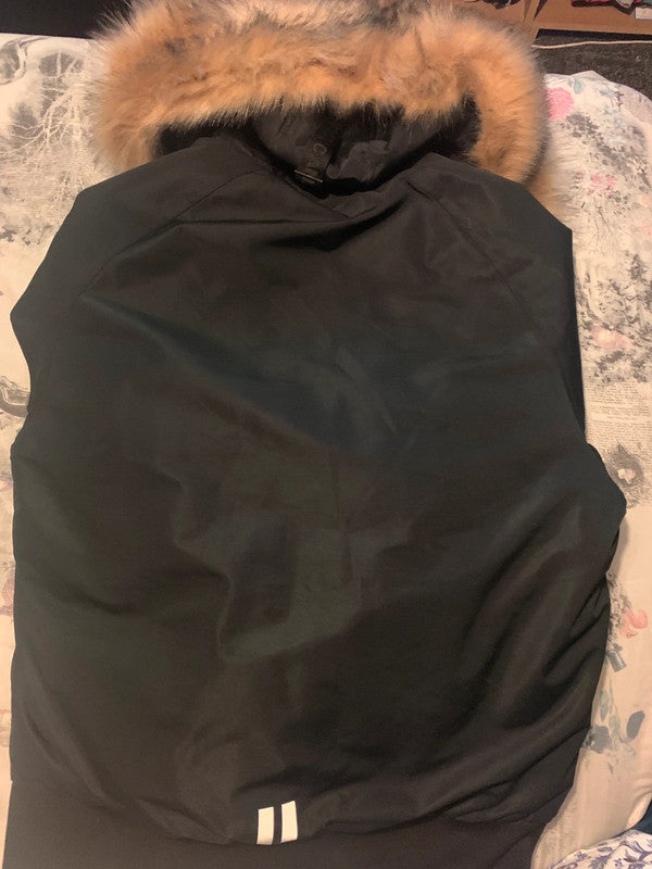 Zavetti Canada Black Bubble Jacket with Fur Hood