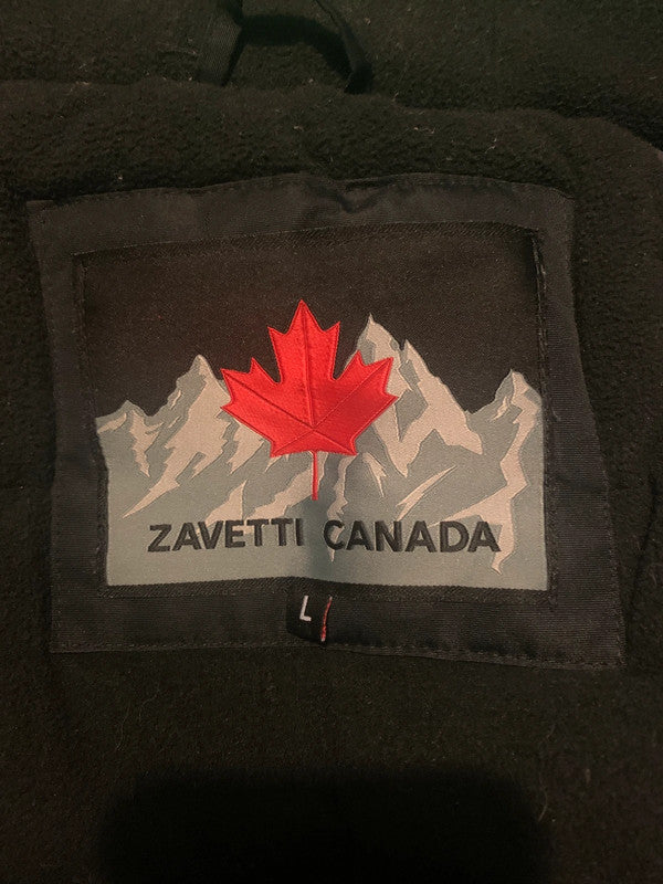 Zavetti Canada Black Bubble Jacket with Fur Hood