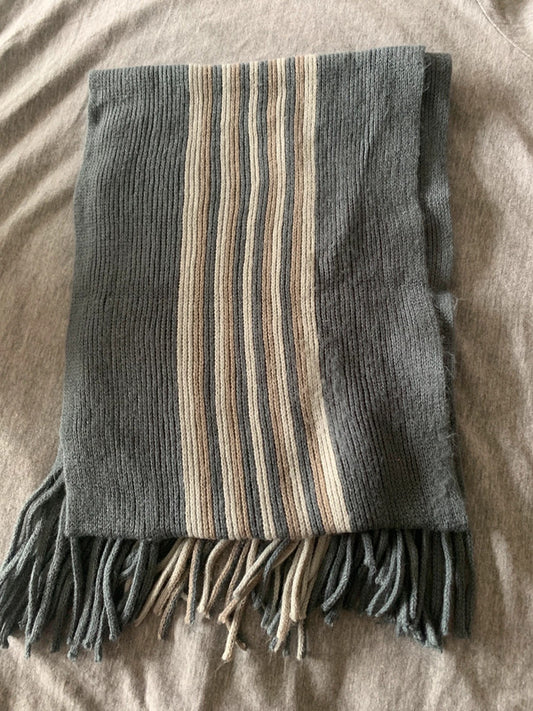 ped acrylic winter scarf with fringe ends.