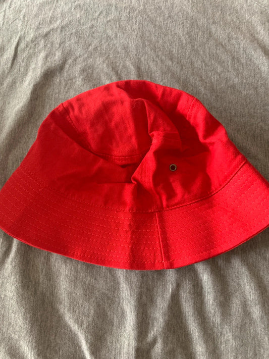 red cotton bucket hat