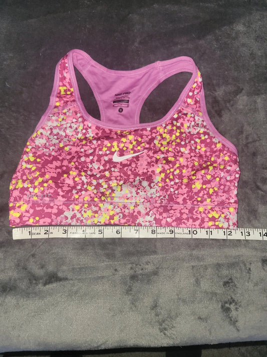 Nike Pro Sports Bra Pink Floral Print – Size S