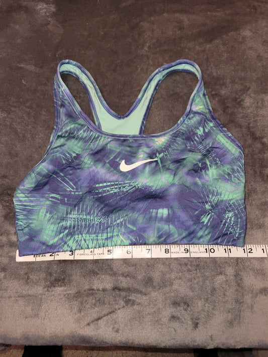 Nike Dri-FIT Racerback Sports Bra Green Purple Patterned Size S