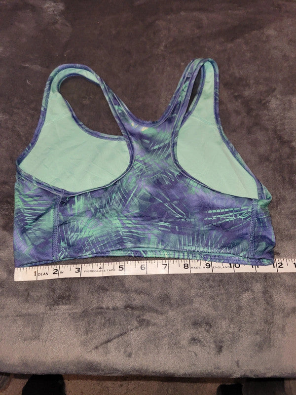 Nike Dri-FIT Racerback Sports Bra Green Purple Patterned Size S