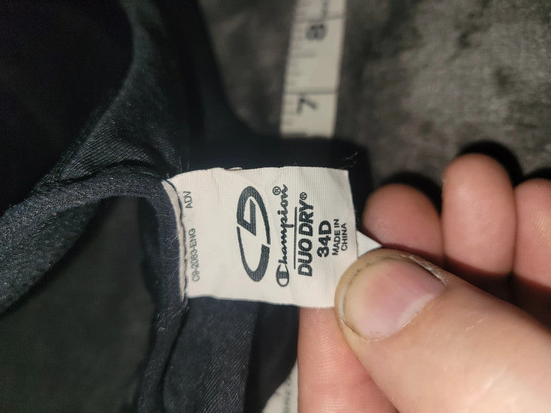 Champion Duo Dry Black Sports Bra 34D High Support