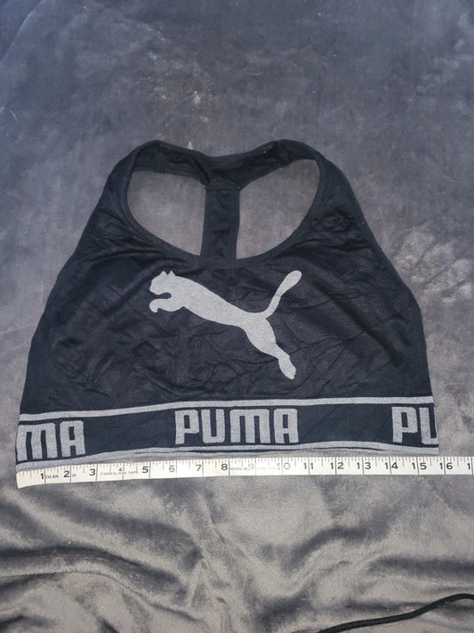 Puma Black Sports Bra with Bold Logo Band – Women’s M