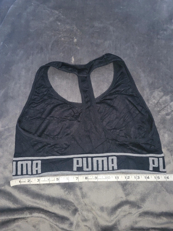 Puma Black Sports Bra with Bold Logo Band – Women’s M