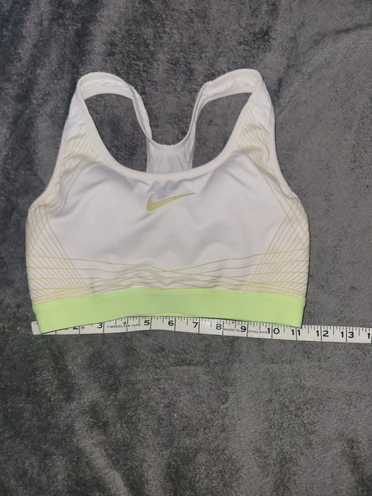 Nike White & Neon Green Sports Bra – Women’s S